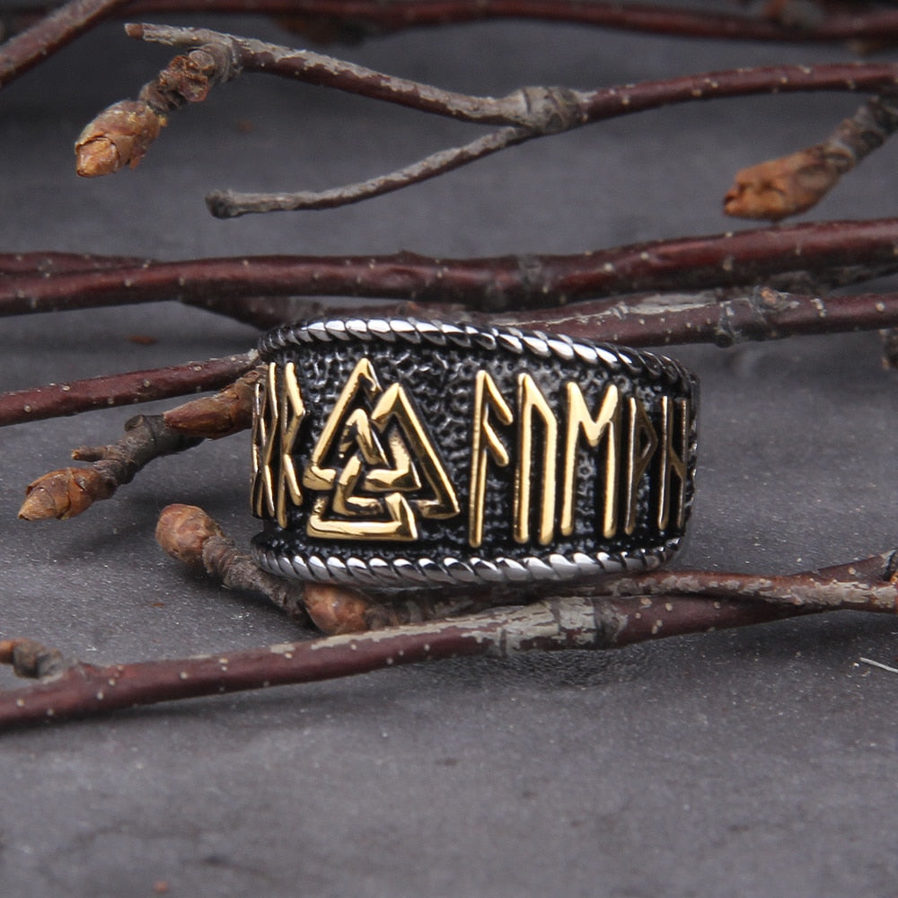 NORSE VALKNUT RING - STAINLESS STEEL