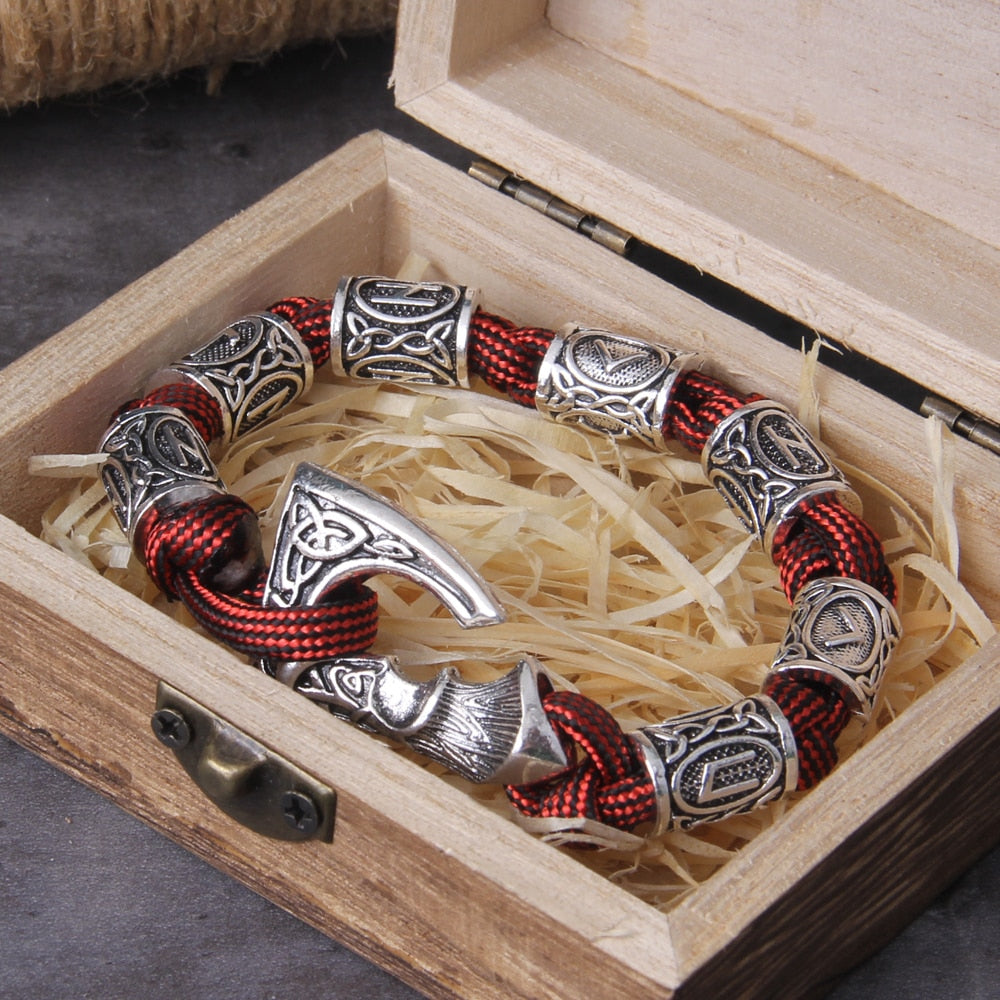 RUNIC VIKING AXE WRAPPED BRACELET- STAINLESS STEEL