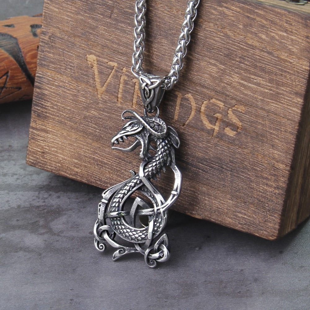 INTERTWINED DRAGON NECKLACE - STAINLESS STEEL