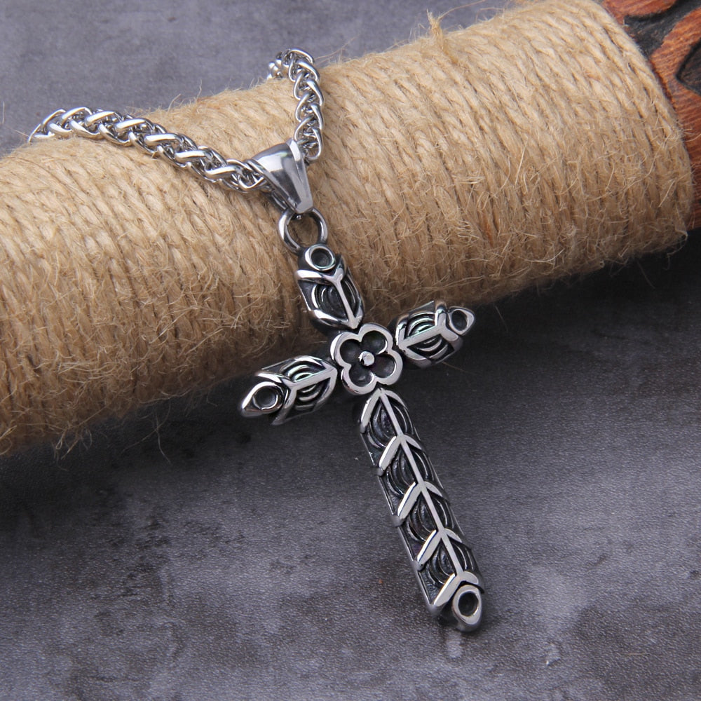 PLUNDERED CROSS- STAINLESS STEEL