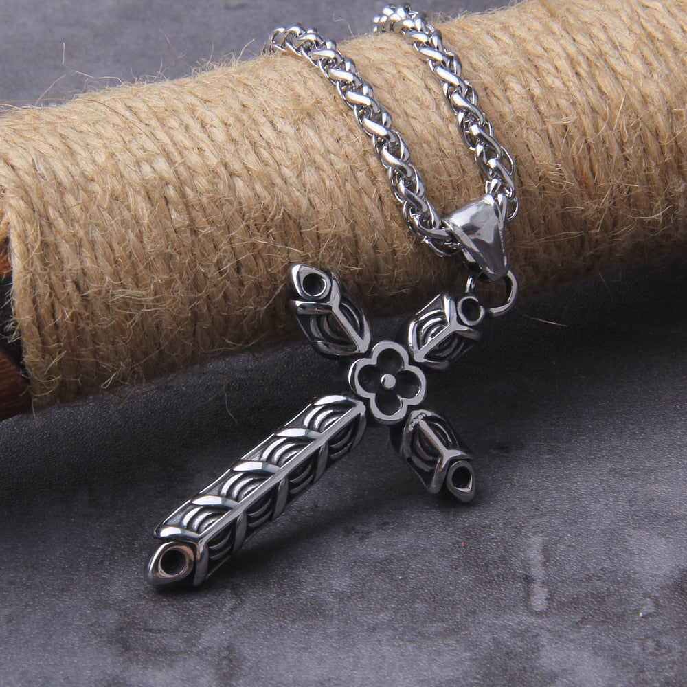 PLUNDERED CROSS- STAINLESS STEEL