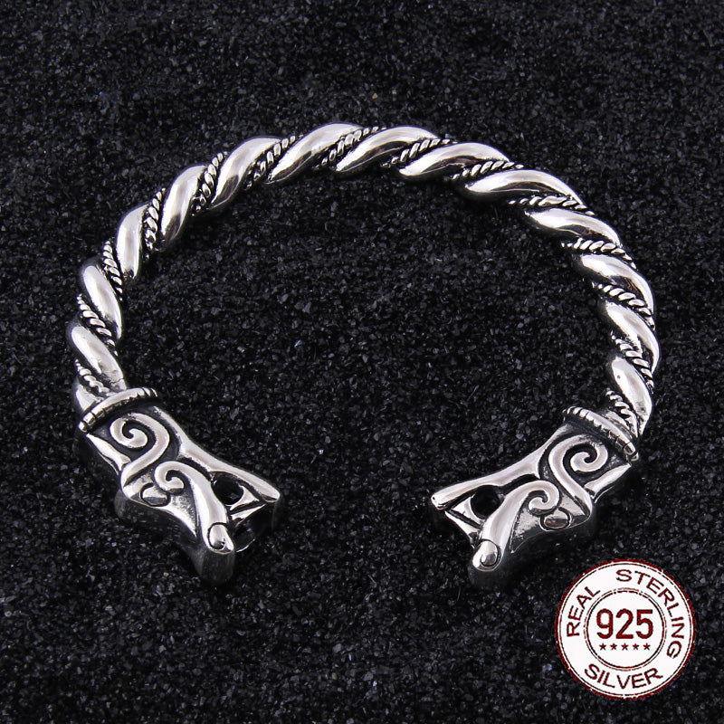 WOLF SPIRAL BANGLE - STERLING SILVER