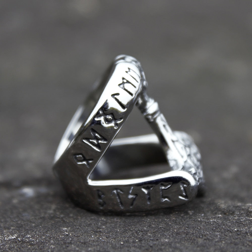 THOR'S HAMMER RUNED RING - STAINLESS STEEL - Forged in Valhalla