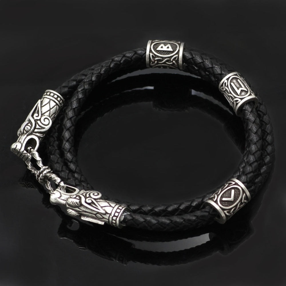 NORDIC LEATHER BRACELET DRAGON HEAD - Forged in Valhalla