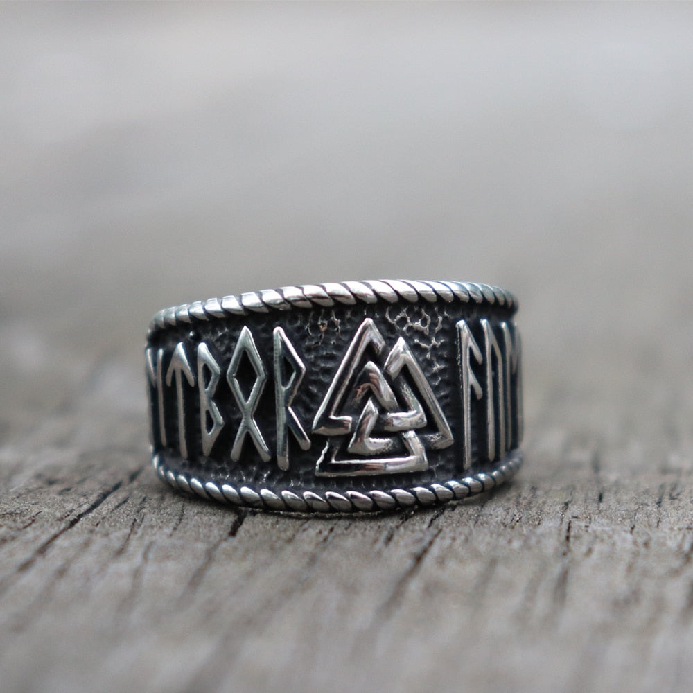 RUNE VALKNUT BAND - STAINLESS STEEL - Forged in Valhalla