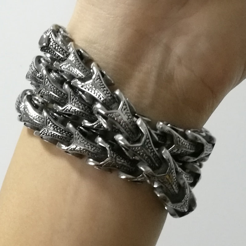 LONG VIKING JORMUNGANDR SCALE LINK- STAINLESS STEEL - Forged in Valhalla