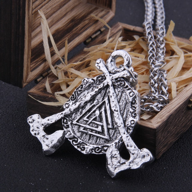 VALKNUT/ DUAL AXES PENDANT- STAINLESS STEEL - Forged in Valhalla