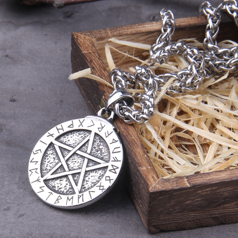 RUNIC NORSE PENTACLE PROTECTION CHARM- STAINLESS STEEL - Forged in Valhalla