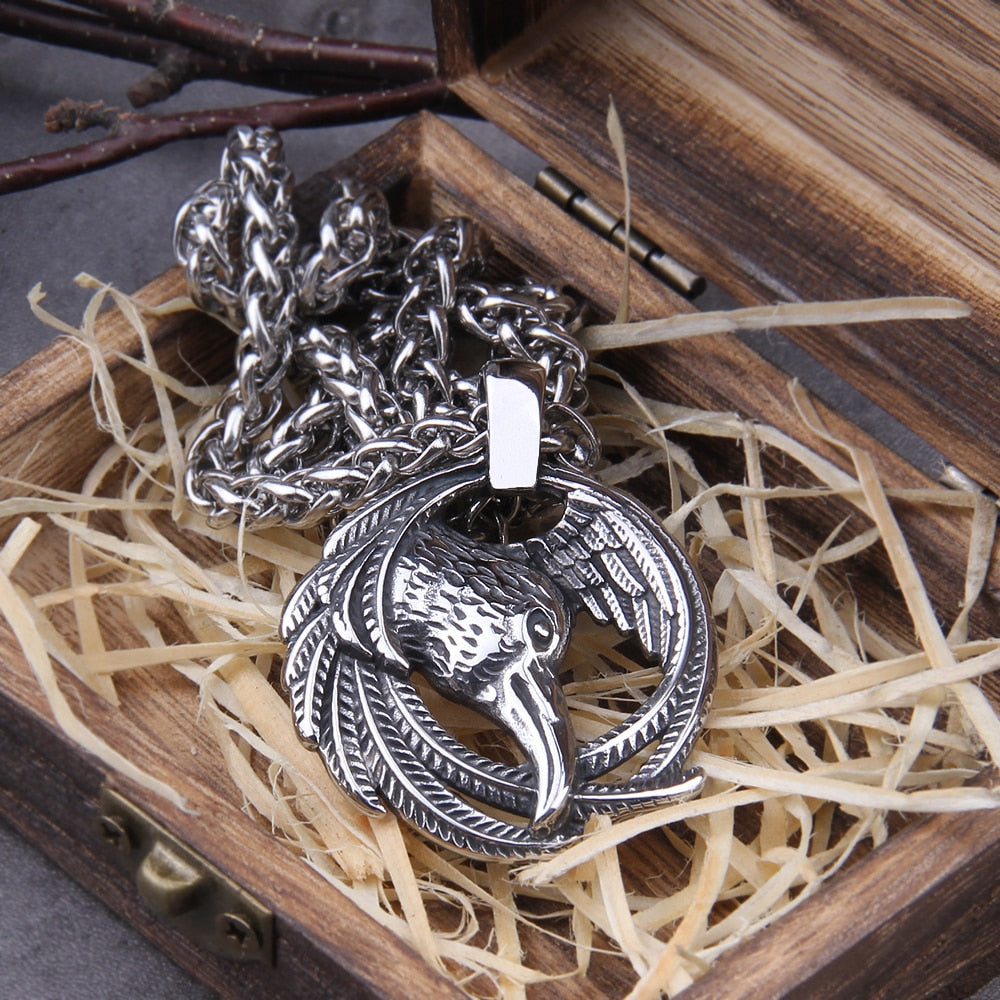 ODINS RAVEN WATCHER PENDANT- STAINLESS STEEL - Forged in Valhalla