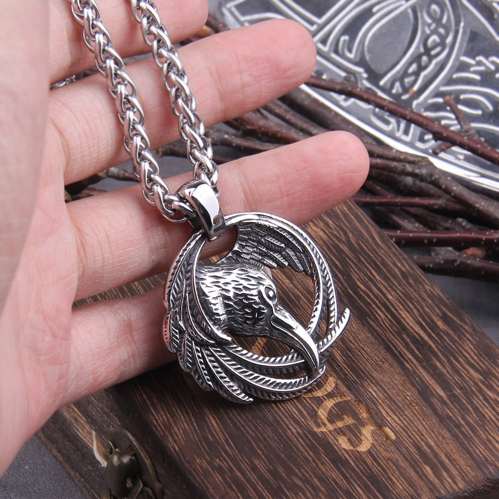 ODINS RAVEN WATCHER PENDANT- STAINLESS STEEL - Forged in Valhalla