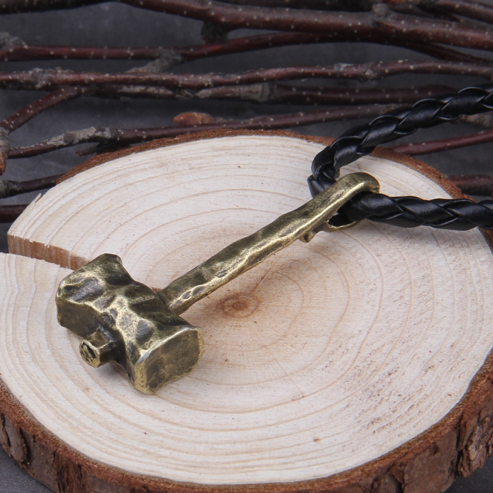 MODERN THORS HAMMER (Mjölnir) WITH LEATEHR ROPE- ALLOY - Forged in Valhalla