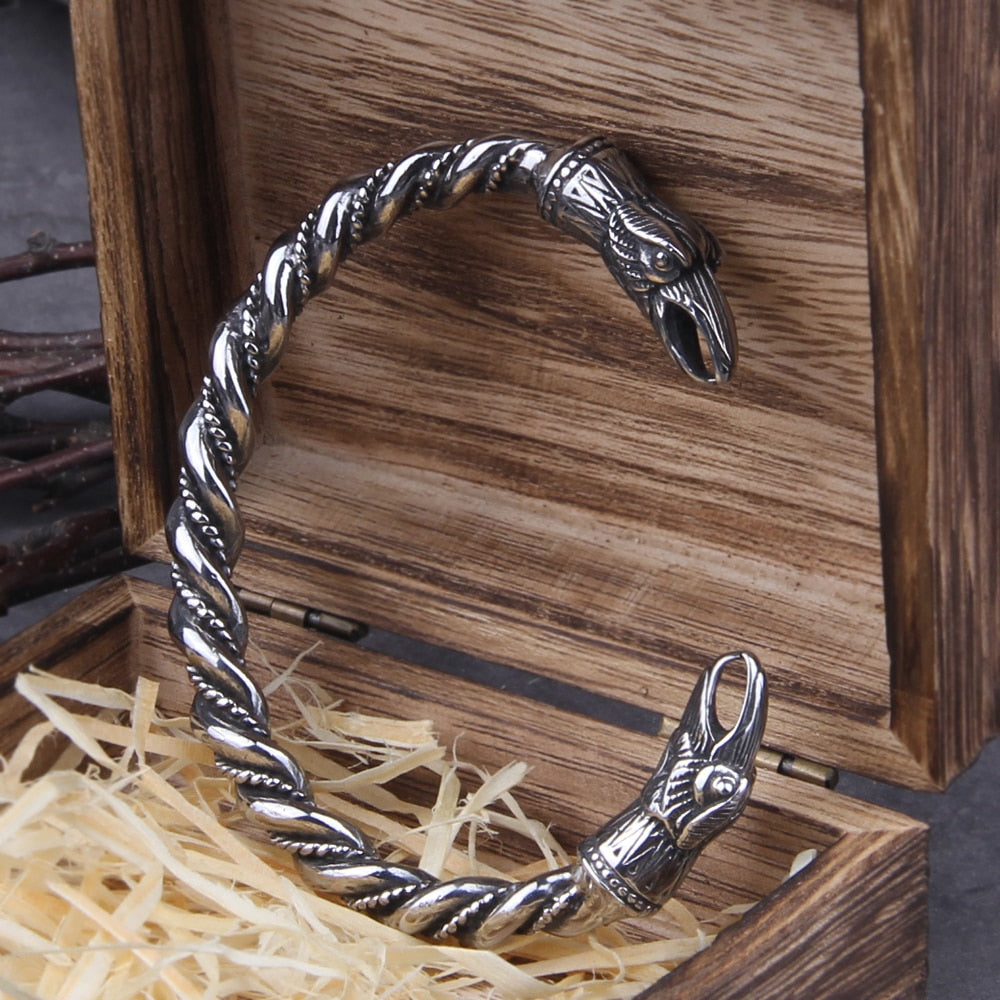 HUGINN AND MUNINN ARM CUFF - STAINLESS STEEL VARIETY