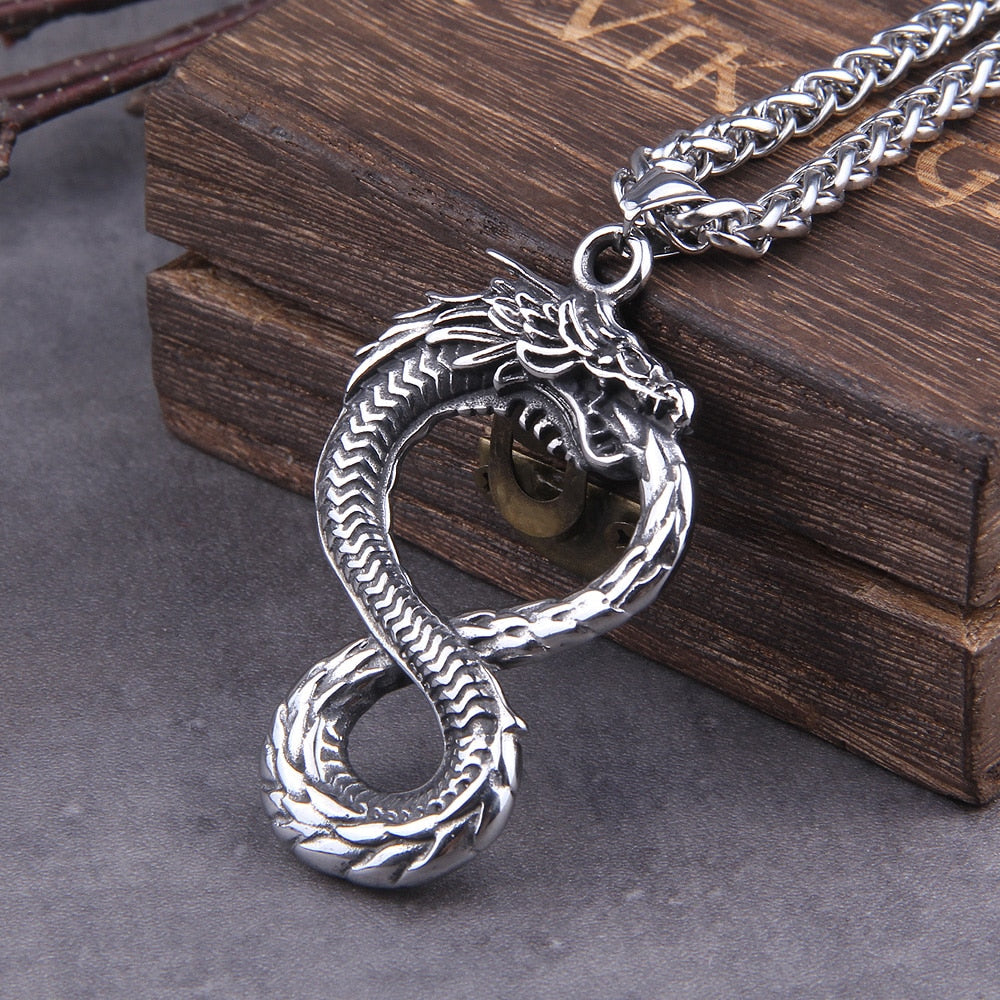 WORLD SERPENT/ JORMUNGANDR PENDANT- STAINLESS STEEL - Forged in Valhalla