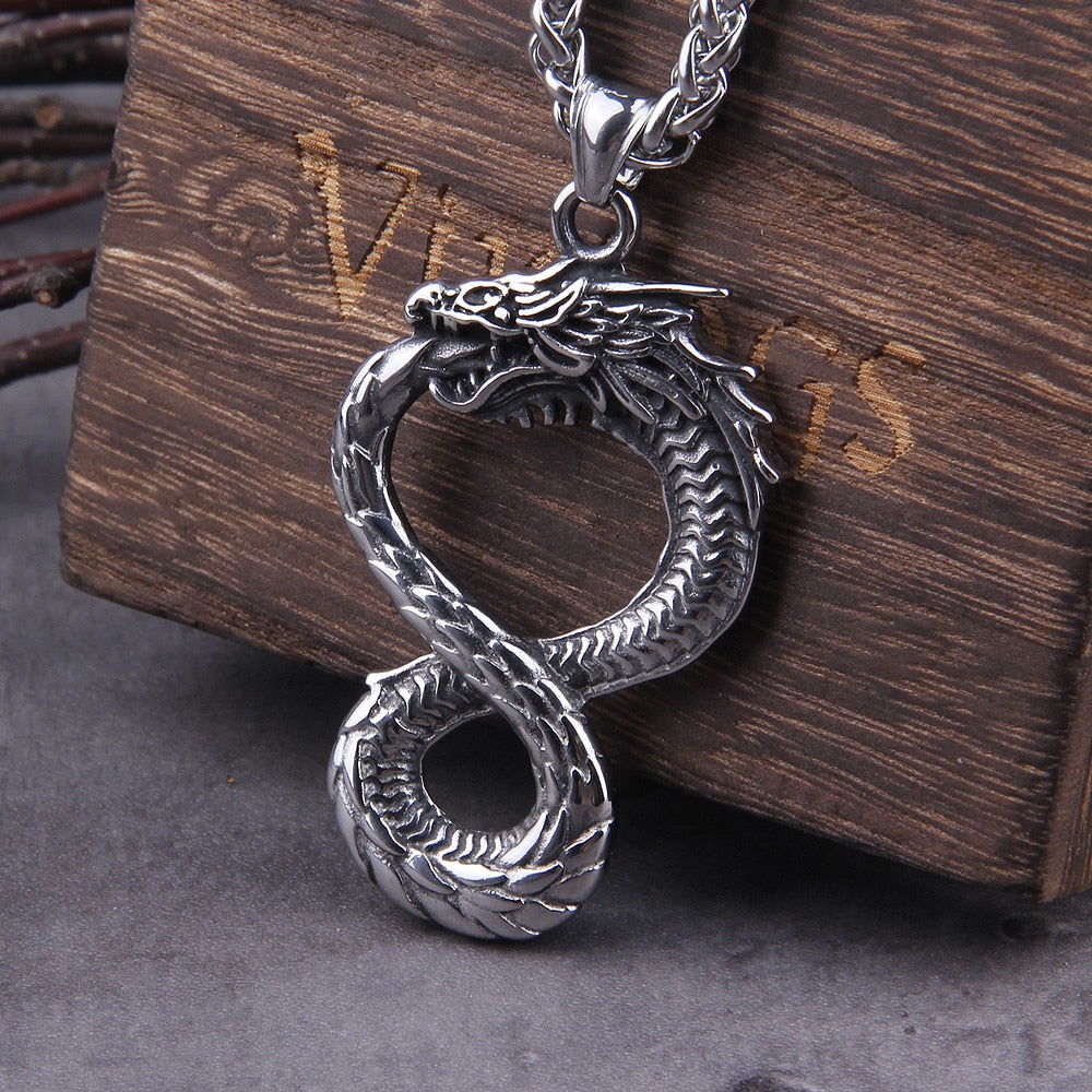 WORLD SERPENT/ JORMUNGANDR PENDANT- STAINLESS STEEL - Forged in Valhalla