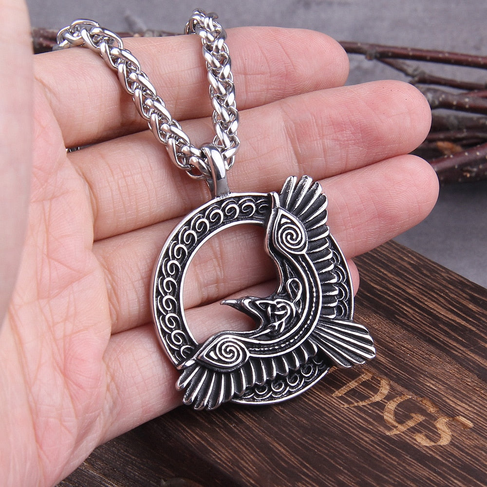 HUGINN AND MUNINN RAVENS OF ODIN PENDANT- STAINLESS STEEL - Forged in Valhalla