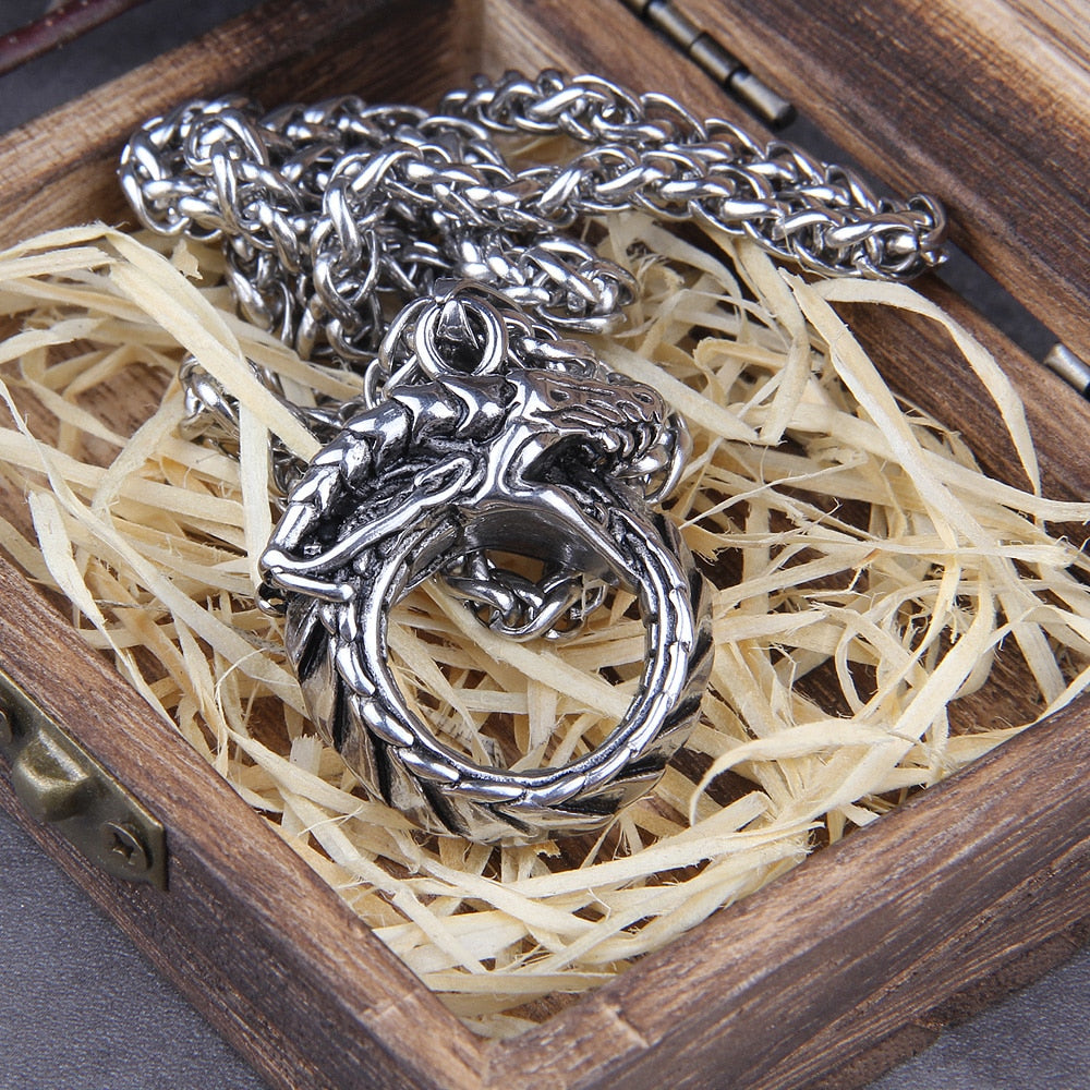 Jörmungandr THE MIDGARD SERPENT PENDANT- STAINLESS STEEL - Forged in Valhalla