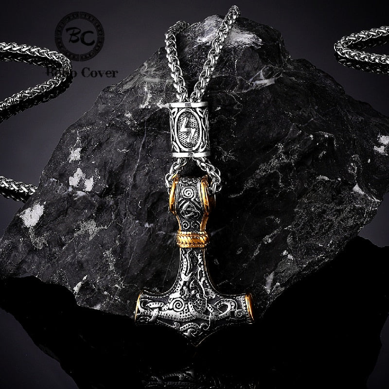 THORS HAMMER -RUNIC MJOLNIR - STAINLESS STEEL - Forged in Valhalla