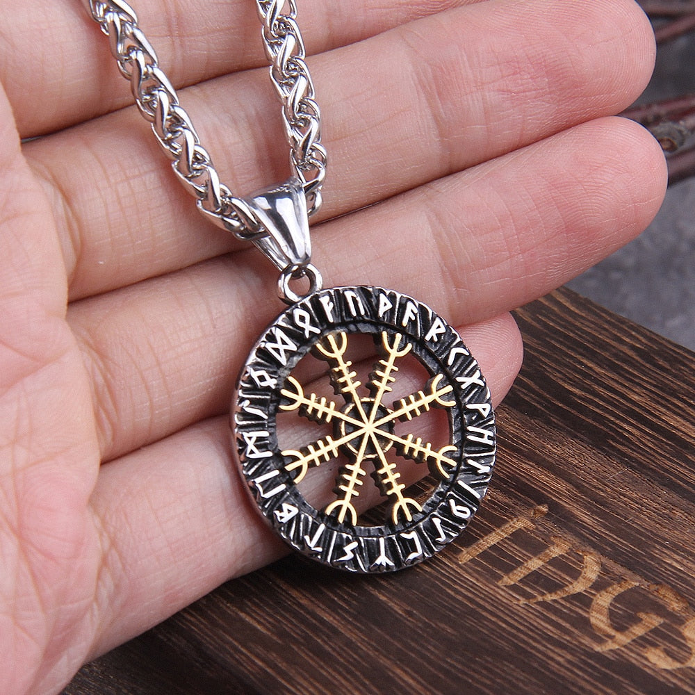 RUNIC HELM OF AWE PROTECTION AMULET- STAINLESS STEEL - Forged in Valhalla