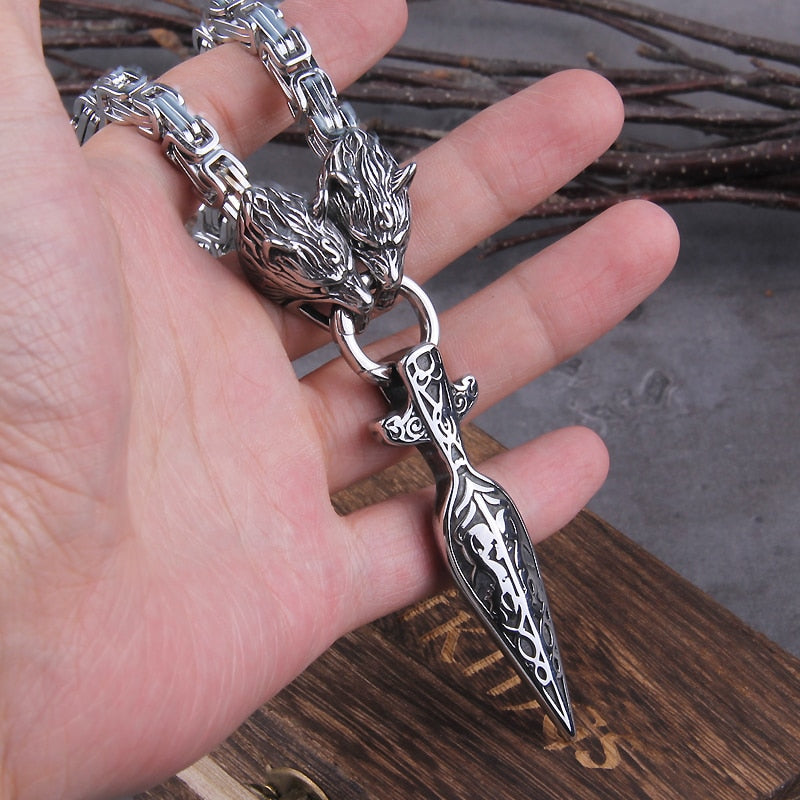 FENRIR BITE/ GUNGNIR PENDANT- STAINLESS STEEL - Forged in Valhalla