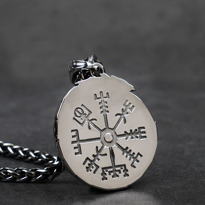 VALKNUT/ VEGVISIR SERPENT PENDANT- STAINLESS STEEL - Forged in Valhalla