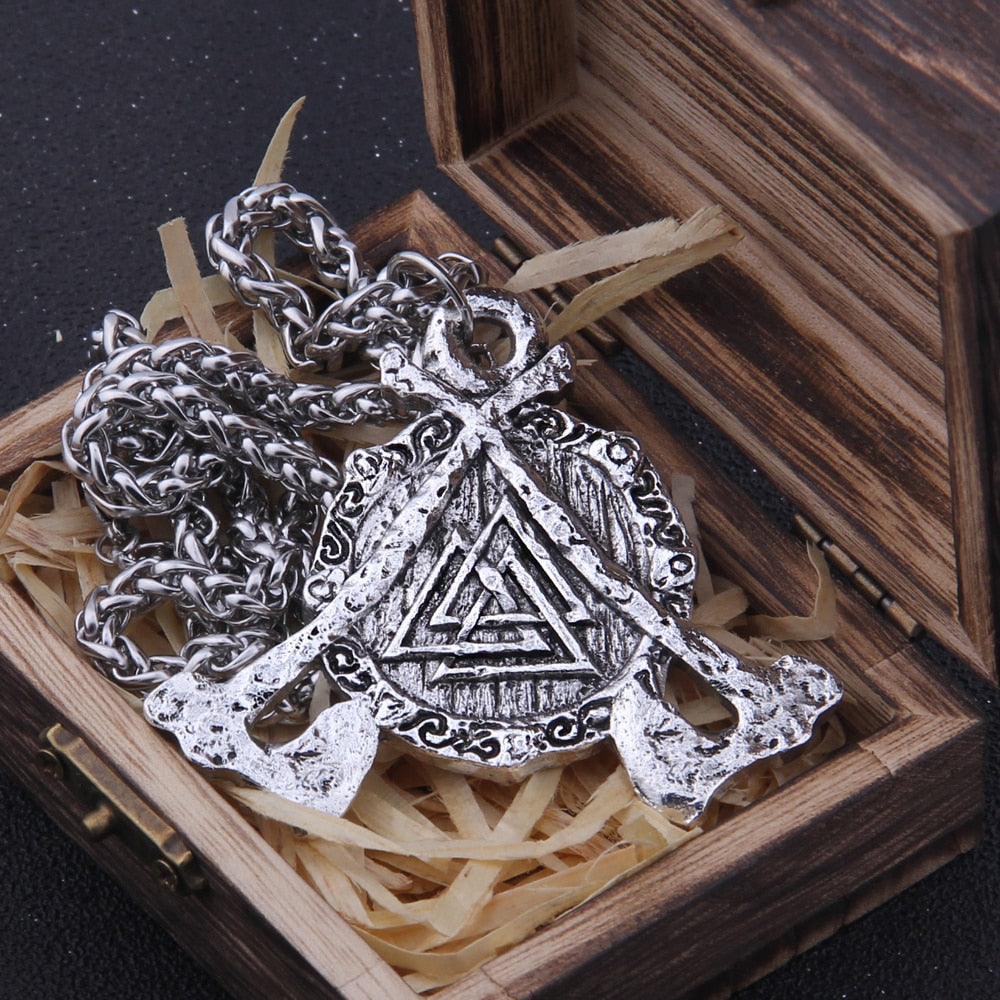 VALKNUT/ DUAL AXES PENDANT- STAINLESS STEEL - Forged in Valhalla