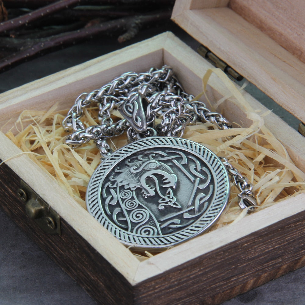 HORNS OF ODIN VIKING DRAGON PENDANT- STAINLESS STEEL - Forged in Valhalla