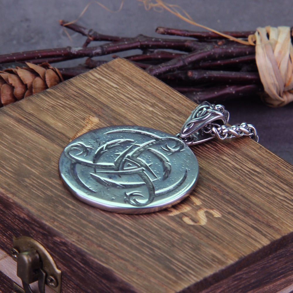 HORNS OF ODIN VIKING DRAGON PENDANT- STAINLESS STEEL - Forged in Valhalla