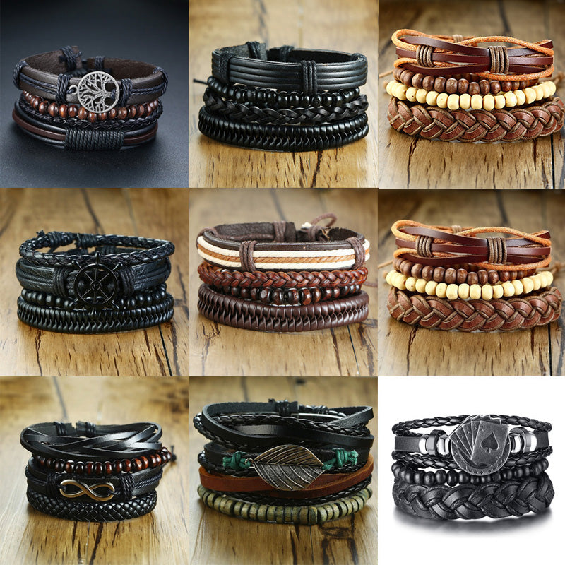4PCS VIKING BRACLETS- STAINLESS STEEL