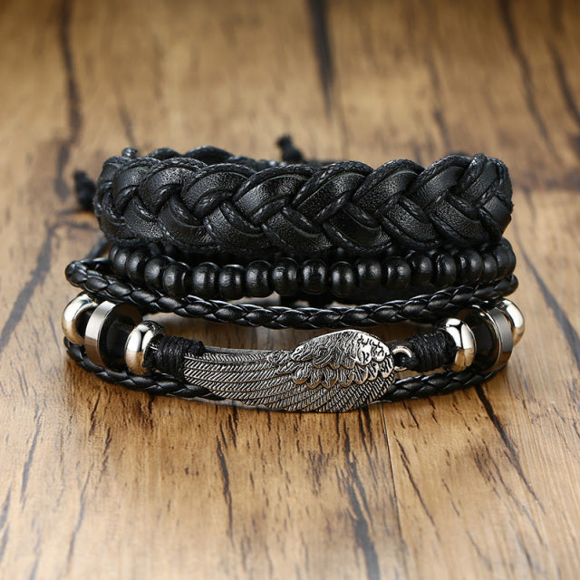 4PCS VIKING BRACLETS- STAINLESS STEEL