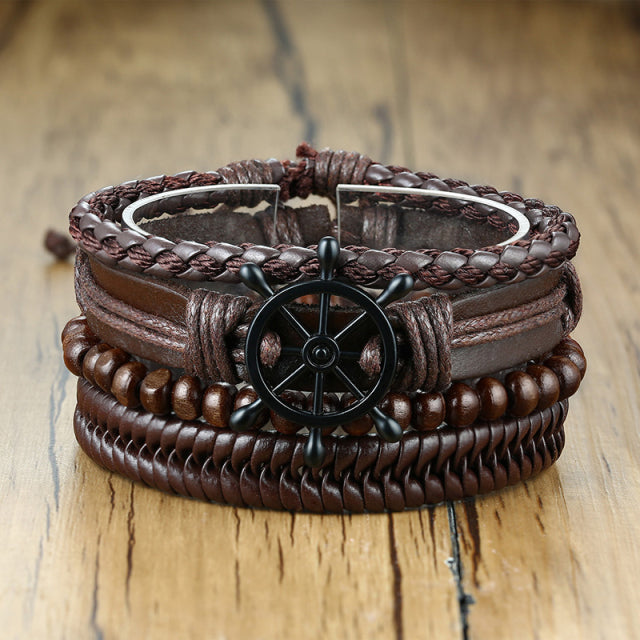 4PCS VIKING BRACLETS- STAINLESS STEEL