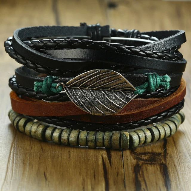 4PCS VIKING BRACLETS- STAINLESS STEEL