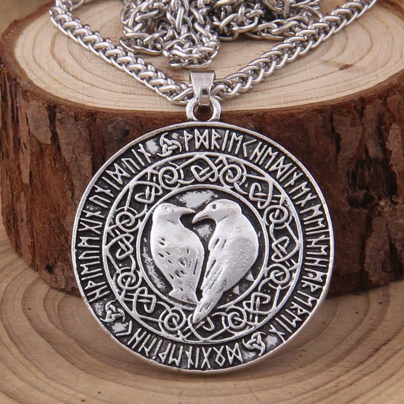 ODIN'S RAVENS RUNIC PENDANT- STAINLESS STEEL - Forged in Valhalla