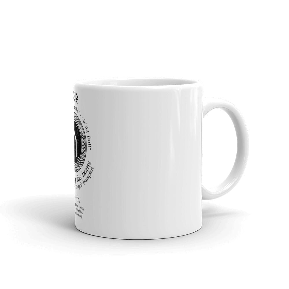 WHITE GLOSSY MUG VIKING STRENGTH RUNE- GRAB LIFE BY THE HORNS