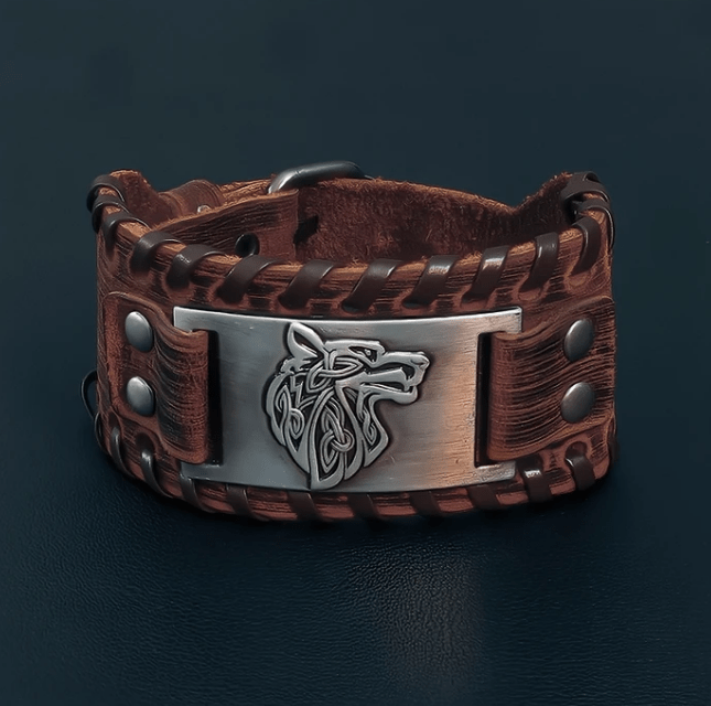 WOLF OF ODIN LEATHER WRAP BRACELET - Forged in Valhalla