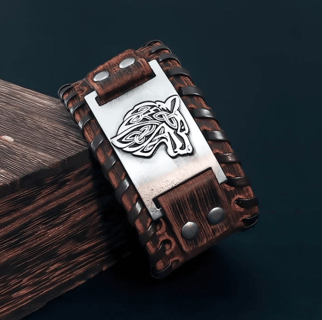 WOLF OF ODIN LEATHER WRAP BRACELET - Forged in Valhalla