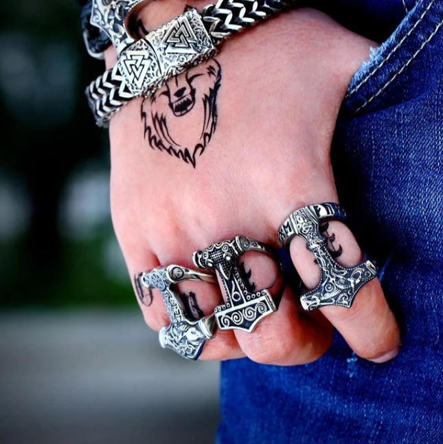 THOR'S HAMMER RUNED RING - STAINLESS STEEL - Forged in Valhalla