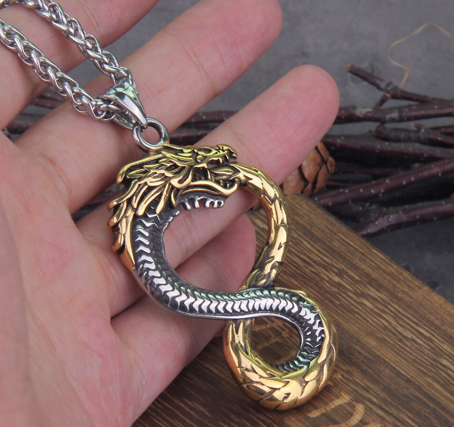 WORLD SERPENT/ JORMUNGANDR PENDANT- STAINLESS STEEL - Forged in Valhalla