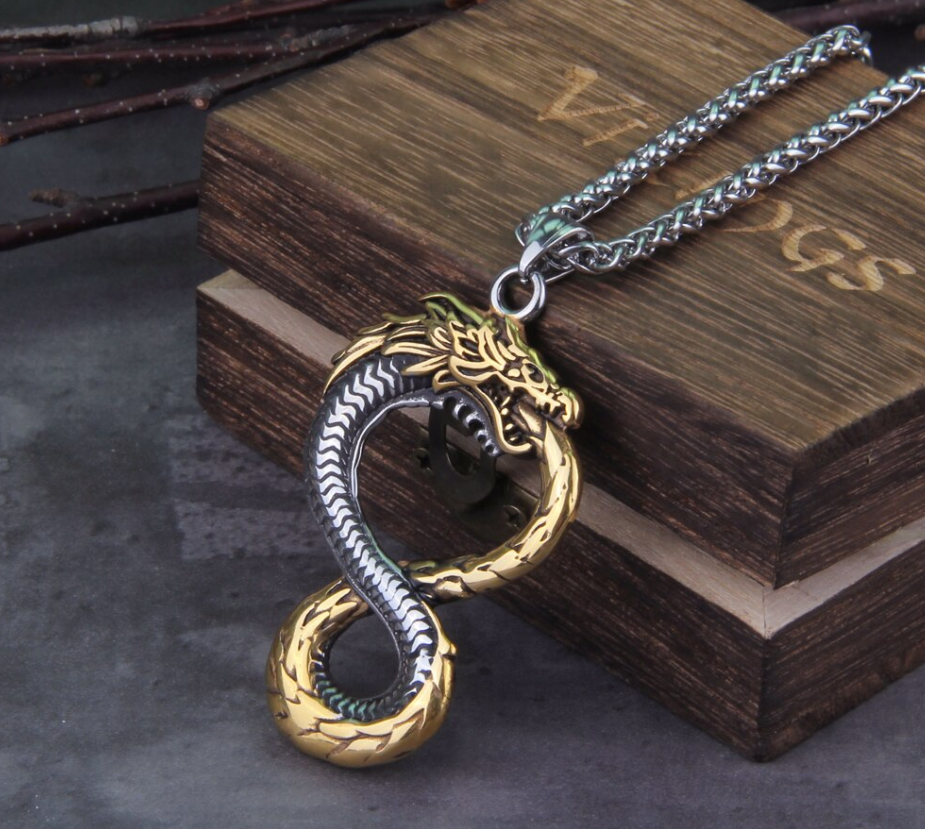 WORLD SERPENT/ JORMUNGANDR PENDANT- STAINLESS STEEL - Forged in Valhalla