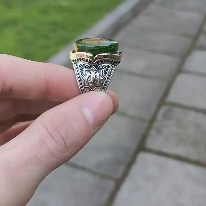 JOINT AMBER RING - STERLING SILVER