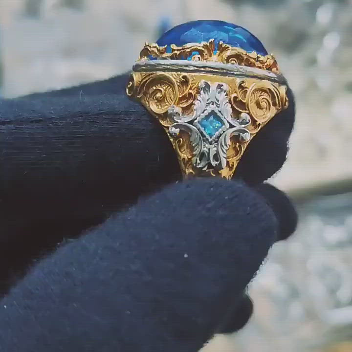 AZURE TOPAZ BAND -STERLING SILVER