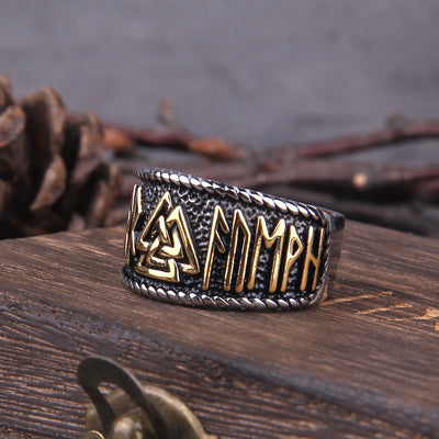NORSE VALKNUT RING - STAINLESS STEEL
