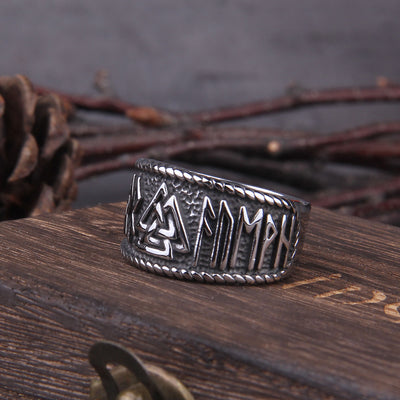 NORSE VALKNUT RING - STAINLESS STEEL