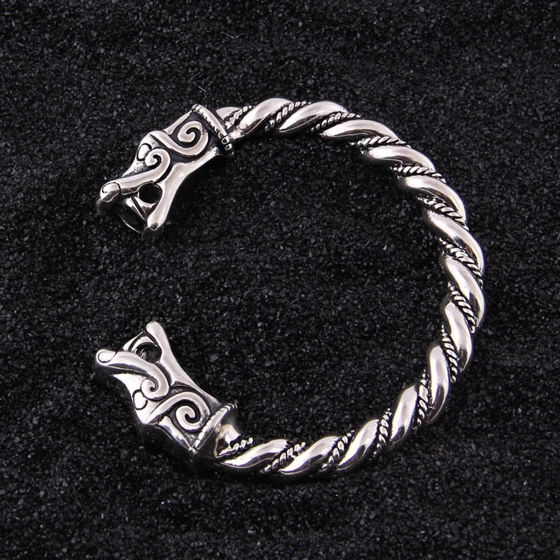 WOLF SPIRAL BANGLE - STERLING SILVER