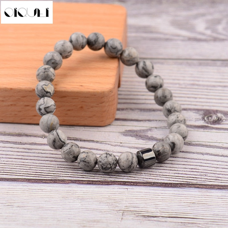 STONE VIKING - BRACELET- NATURAL STONE,MATEL