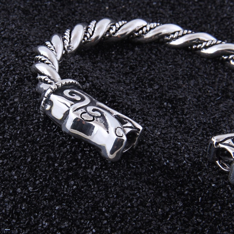 WOLF SPIRAL BANGLE - STERLING SILVER