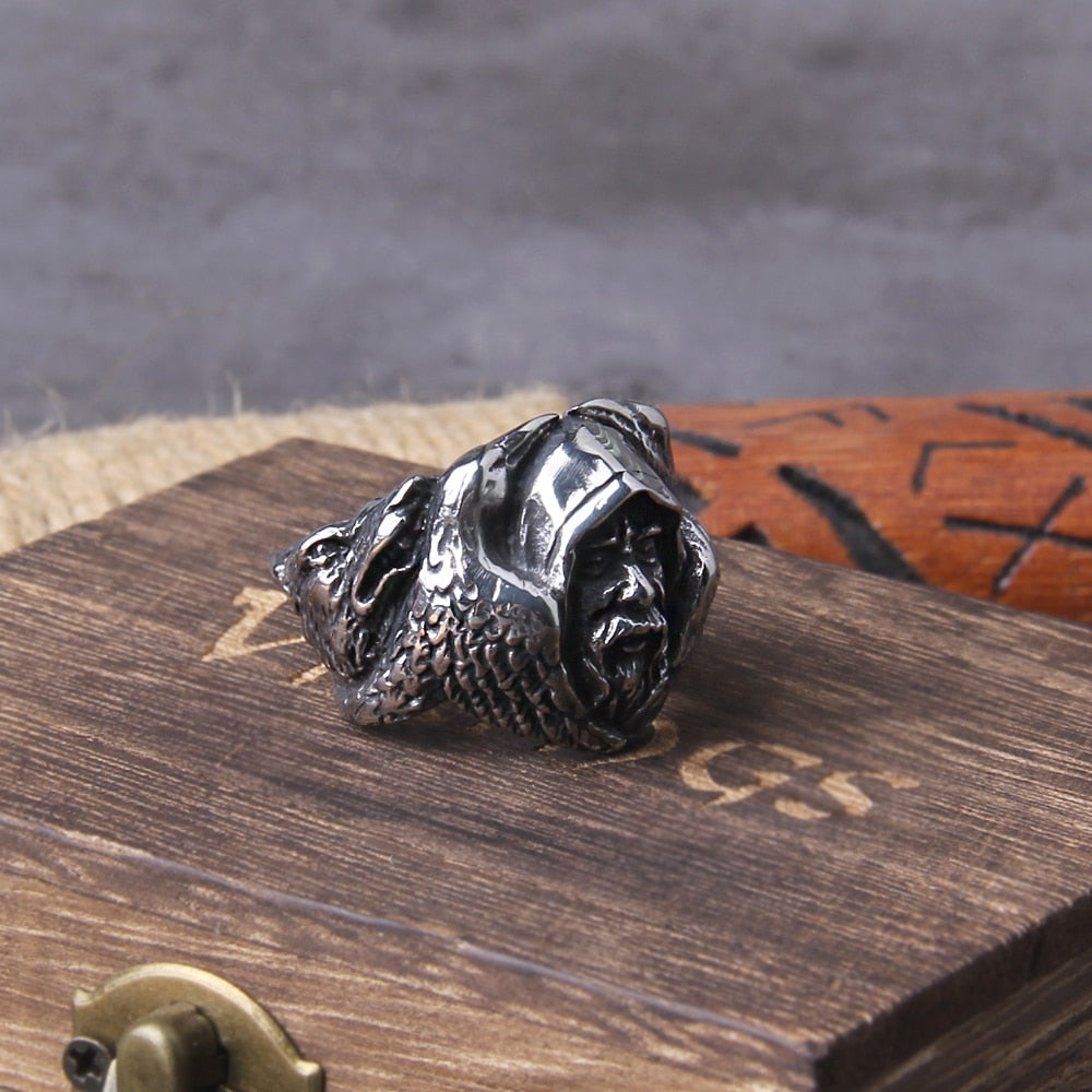 ODIN AND RAVENS RING - STAINLESS STEEL