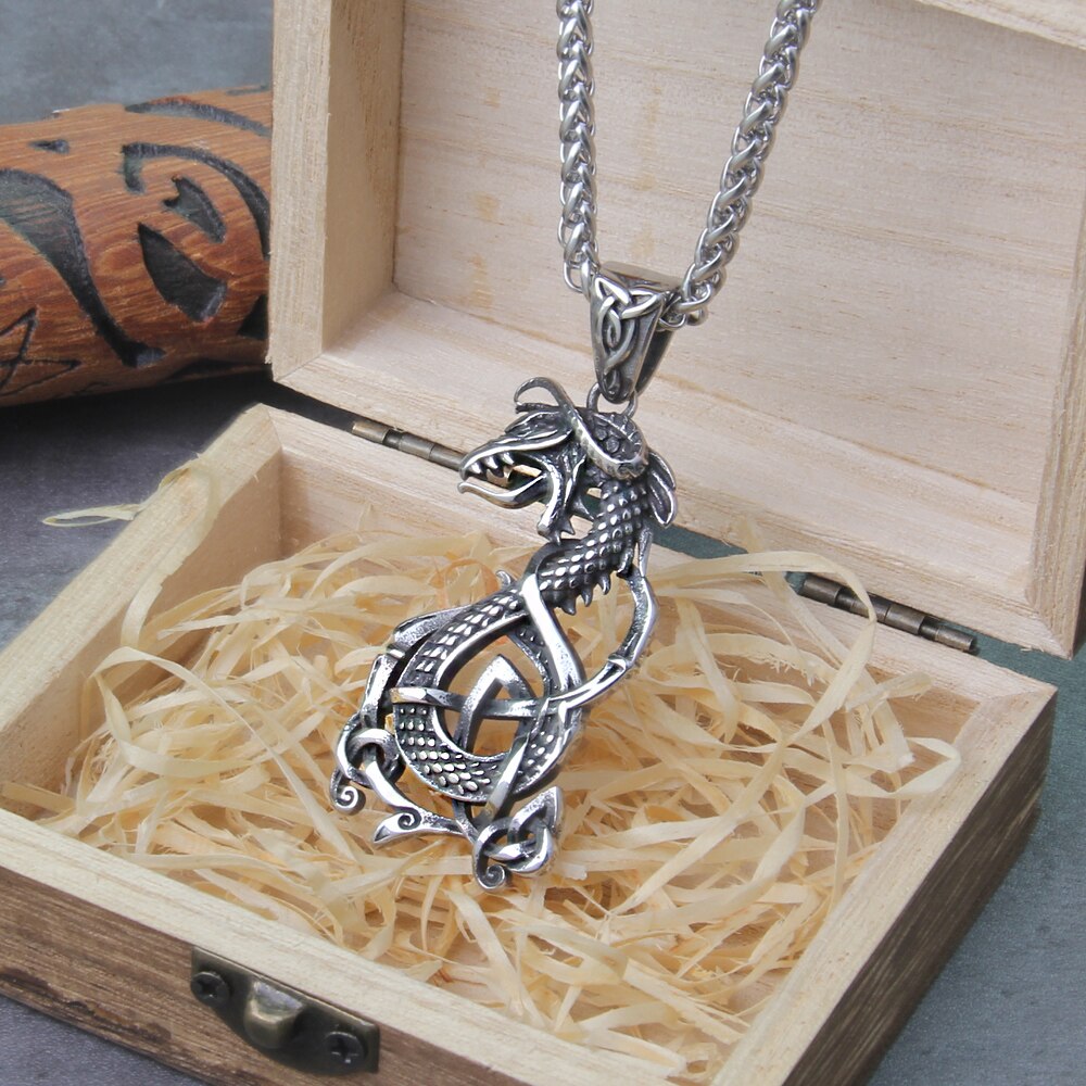INTERTWINED DRAGON NECKLACE - STAINLESS STEEL