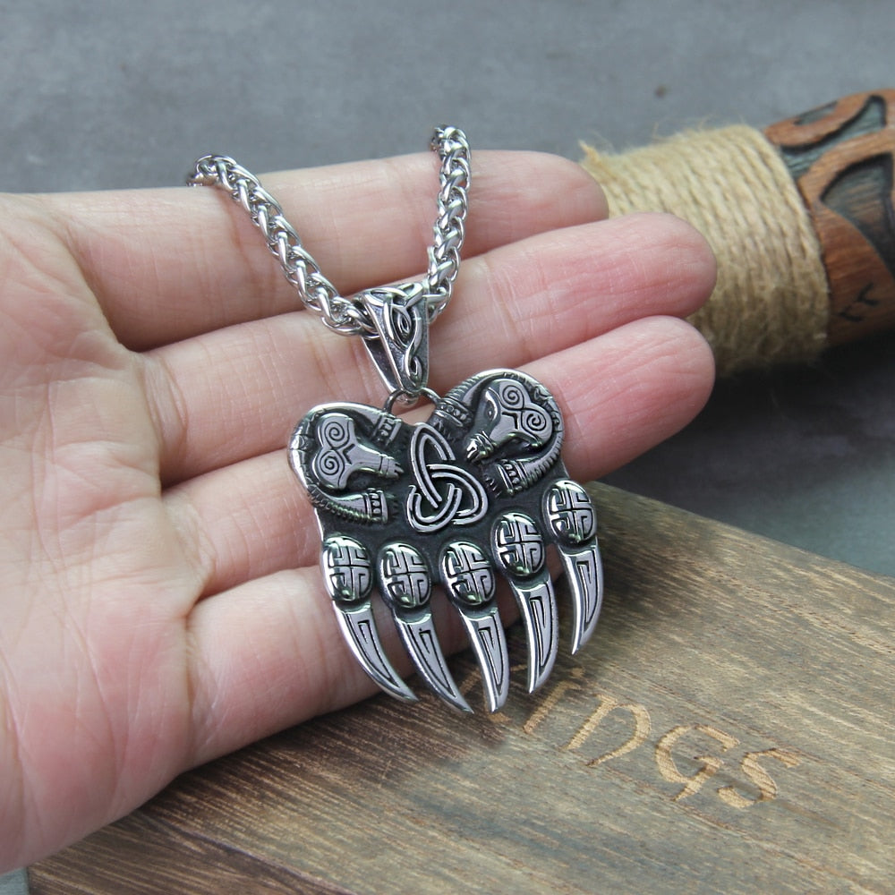 BEAR PAW MEDALLION - STAINLESS STEEL