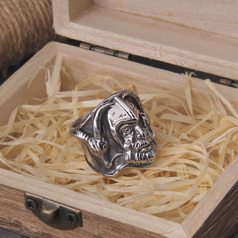 HORNED ODIN RING - STAINLESS STEEL