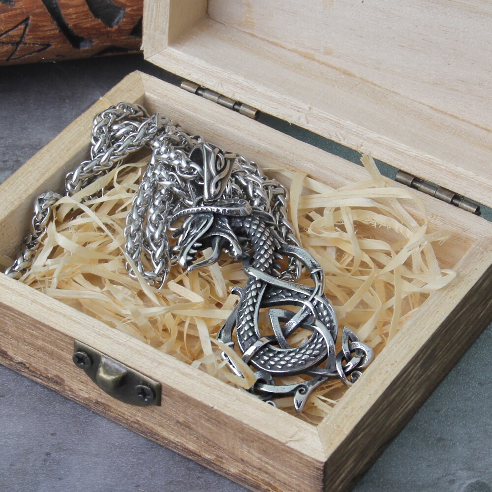 INTERTWINED DRAGON NECKLACE - STAINLESS STEEL